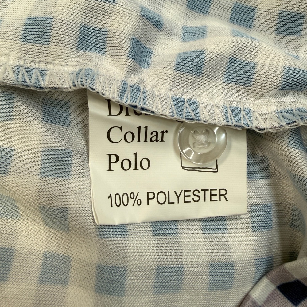 Collars & Co Men 3XL Polo Shirt Navy White Gingham Dress Collar Performance NEW - Picture 8 of 9